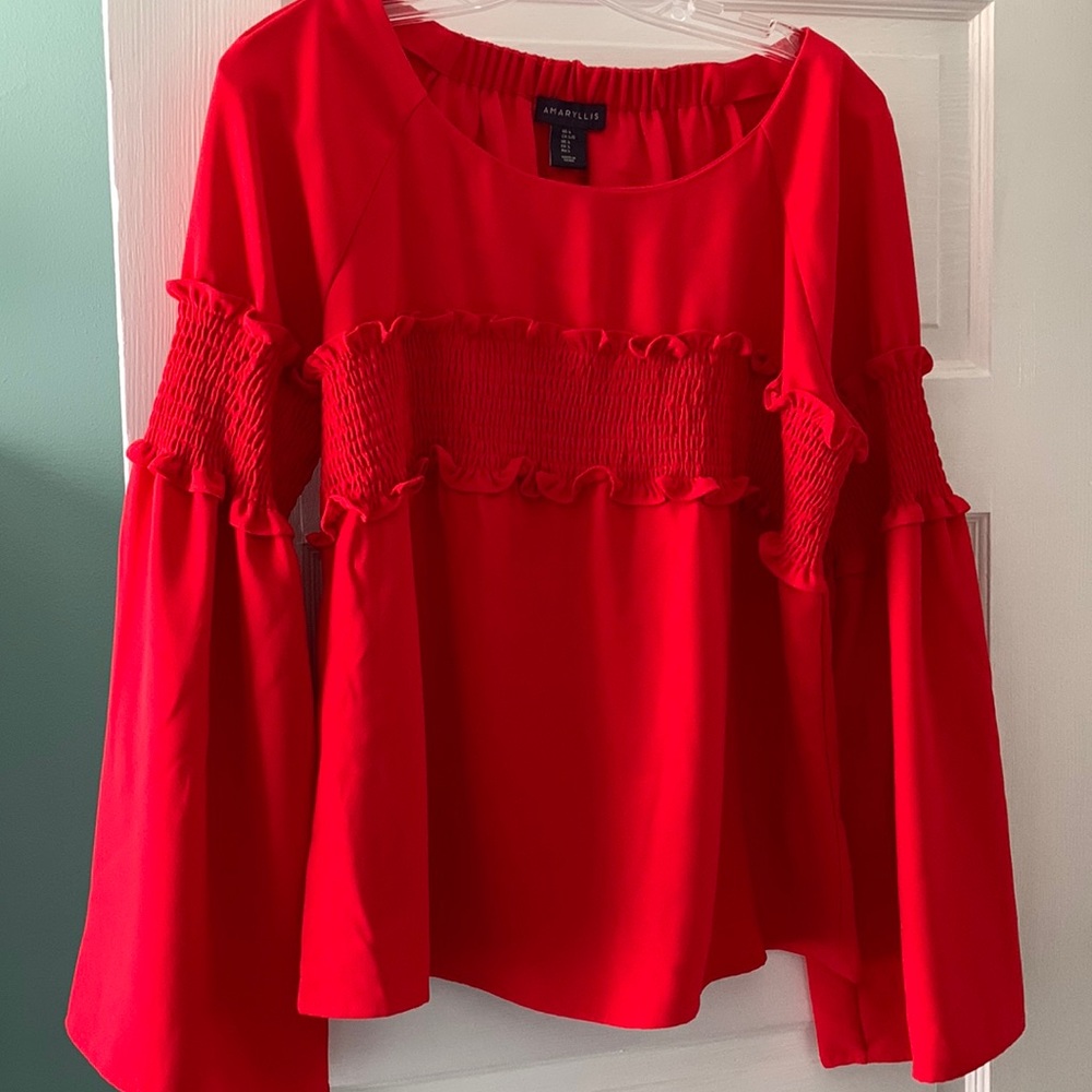 Great Deep Red Bell Sleeves Top!!